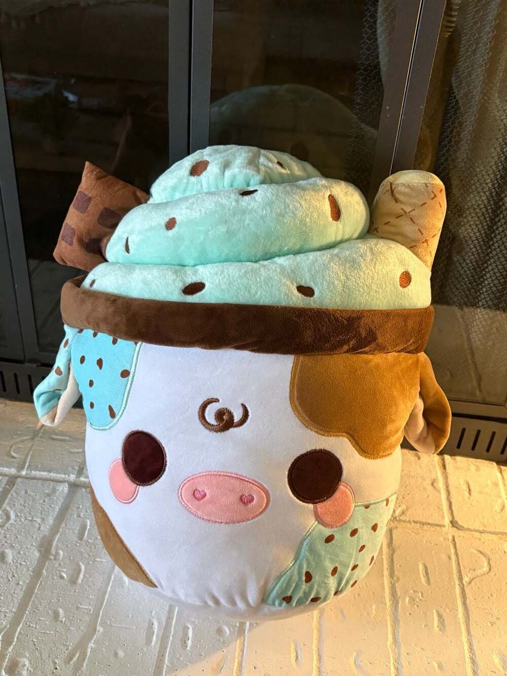 20 in. Cuddle Barn PlushGoals Mint Chocolate Chip Mooshake Scented Plush